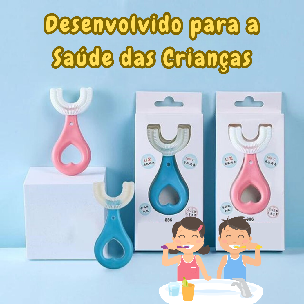 Kit 2 Escovas de Dentes em formato U para Crianças de 2 a 6 anos