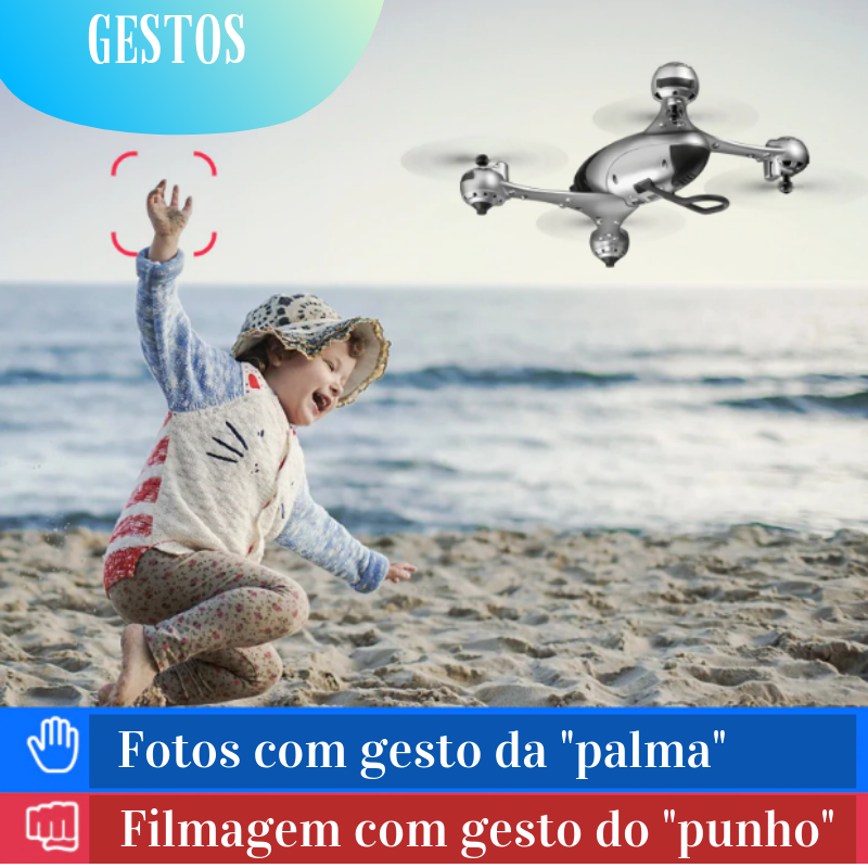 Drone com Câmera 4k e HD 1080 Quadricóptero com 2 Câmeras Função Siga-me e Fotos por gestos!!! TOP 😎✈🚁