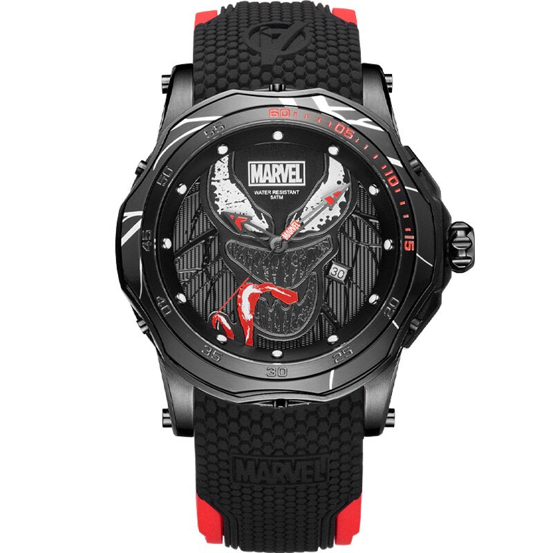 Marvel Avengers VENOM Men 5ATM Waterproof Watch Stainless Steel Silicone Band Man Sport Trendy Clock Army Reloj Black Super Hero