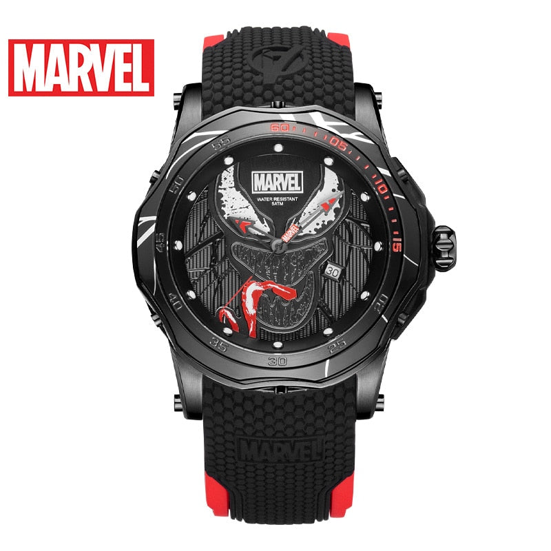 Marvel Avengers VENOM Men 5ATM Waterproof Watch Stainless Steel Silicone Band Man Sport Trendy Clock Army Reloj Black Super Hero