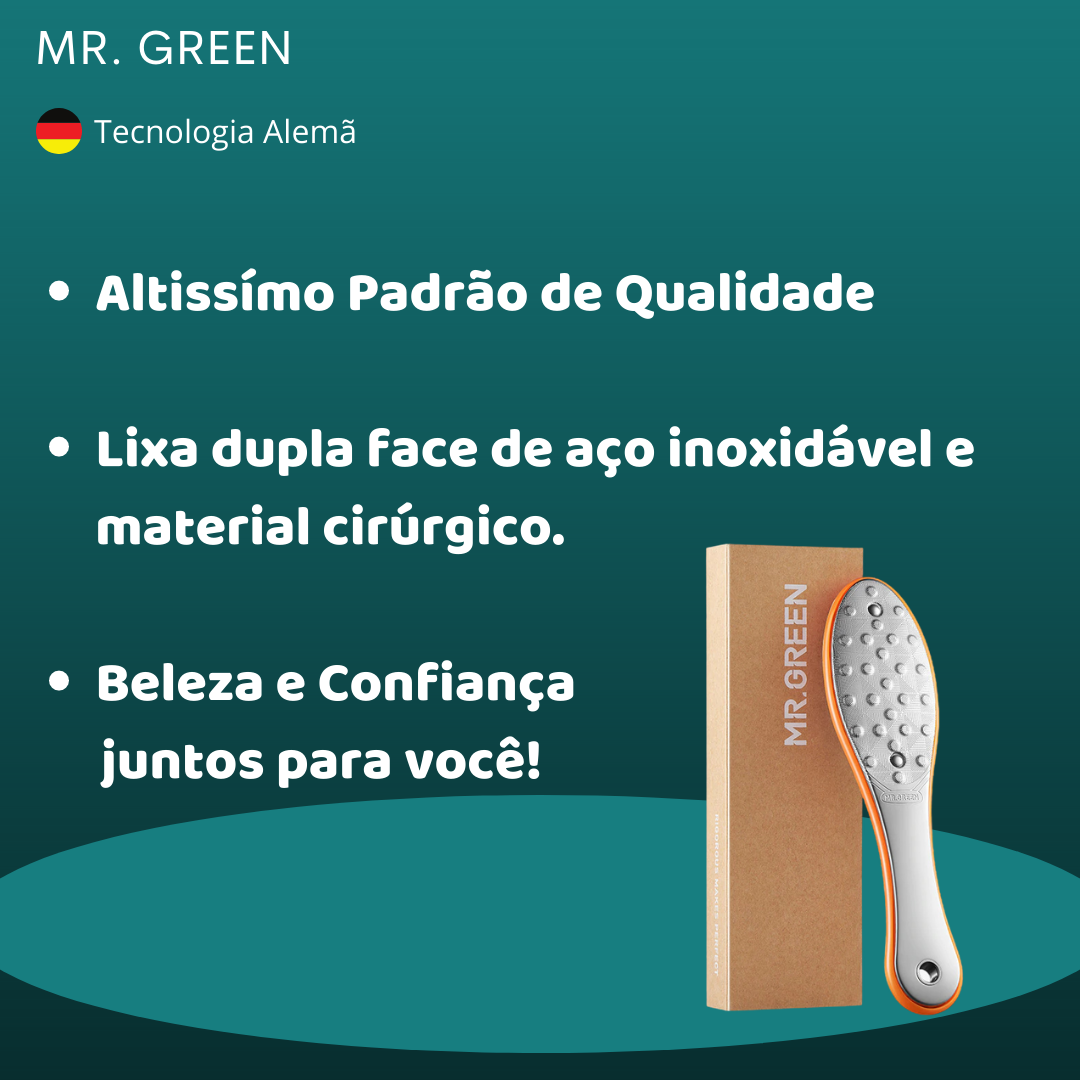 Mr Green - Alta Qualidade - Lixa profissional Alemã de aço inoxidável para os pés & removedor de calos